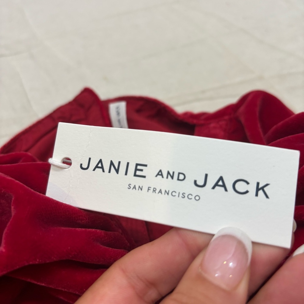 Brand new with Tags Janie and Jack The Velvet Smocked Dress Red Size 10 - Picture 12 of 13